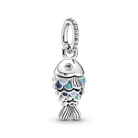 Pandora Jewelry - Pandora Blue Scaled Fish dangle charm silver blue ocean sea life